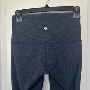Lululemon Wunder Under Scalloped Hem High Rise Navy Leggings size 6 crop 23”